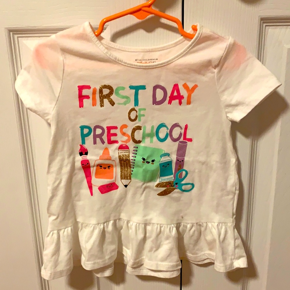 Toddler girl size 4T “First day of preschool” t-shirt